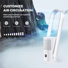 Rotorloser Ventilator mit Luftreiniger, Ultty Turmventilator Leise mit Fernbedienung, Touch, 8H Timer, HEPA-Filter 99,97%, 80cm 90° Oszillation Bladeless Fan für Schlafzimmer Heim, CR022 Weiß