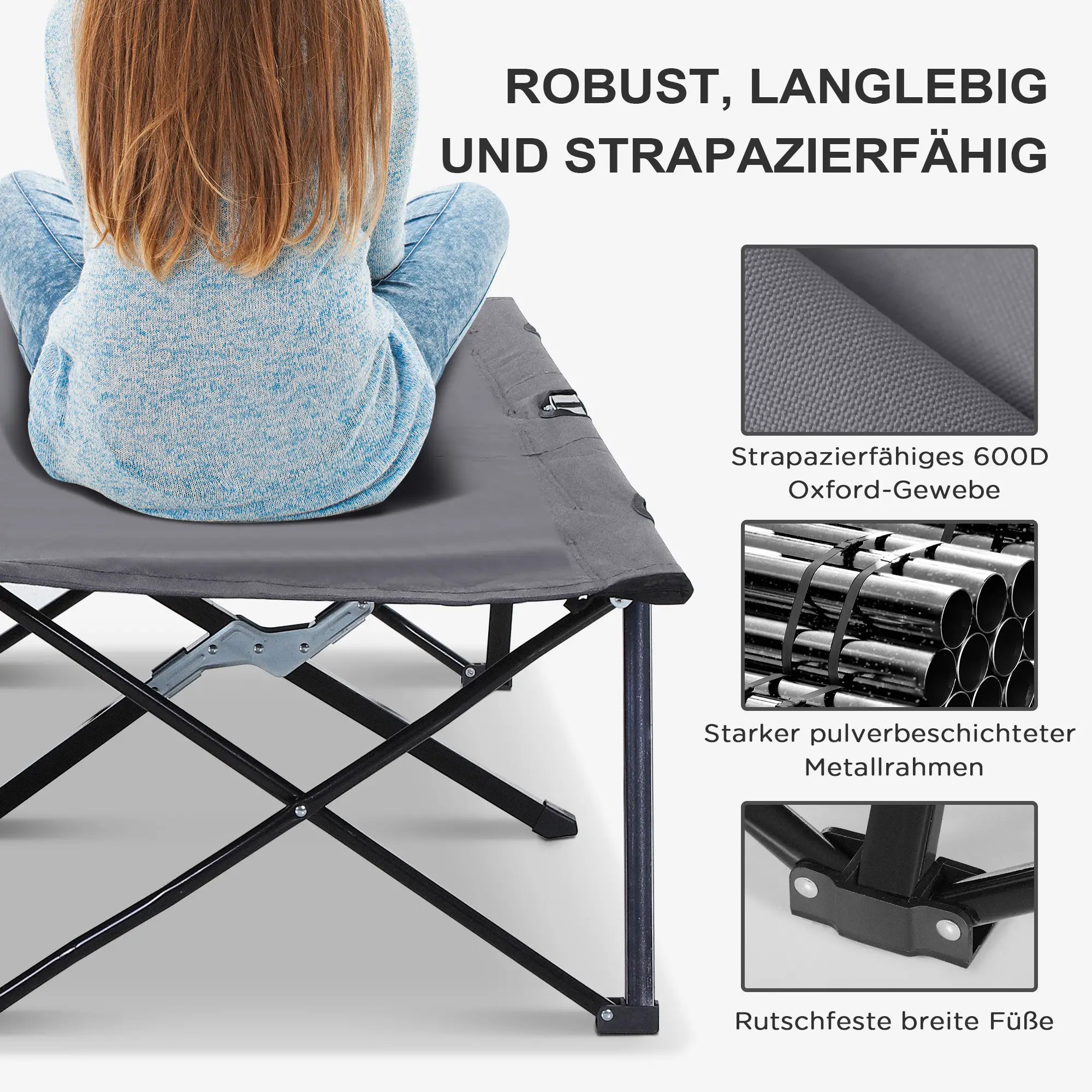 Outsunny Campingbett klappbar für 2 Personen erhöht faltbar
