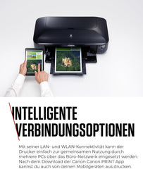 Canon PIXMA iX6850 Drucker Farbtintenstrahl Multifunktionsgerät DIN A3+ (Bürodrucker, Fotodruck, Textdruck, 9.600 x 2.400 DPI, WiFi, WLAN, USB, 5 Separate Tinten, Direktdruck, Print App) schwarz