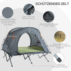 Outsunny Campingbett mit Zelt & Luftmatratze für 2 Personen, 200×146×159 cm, Grau