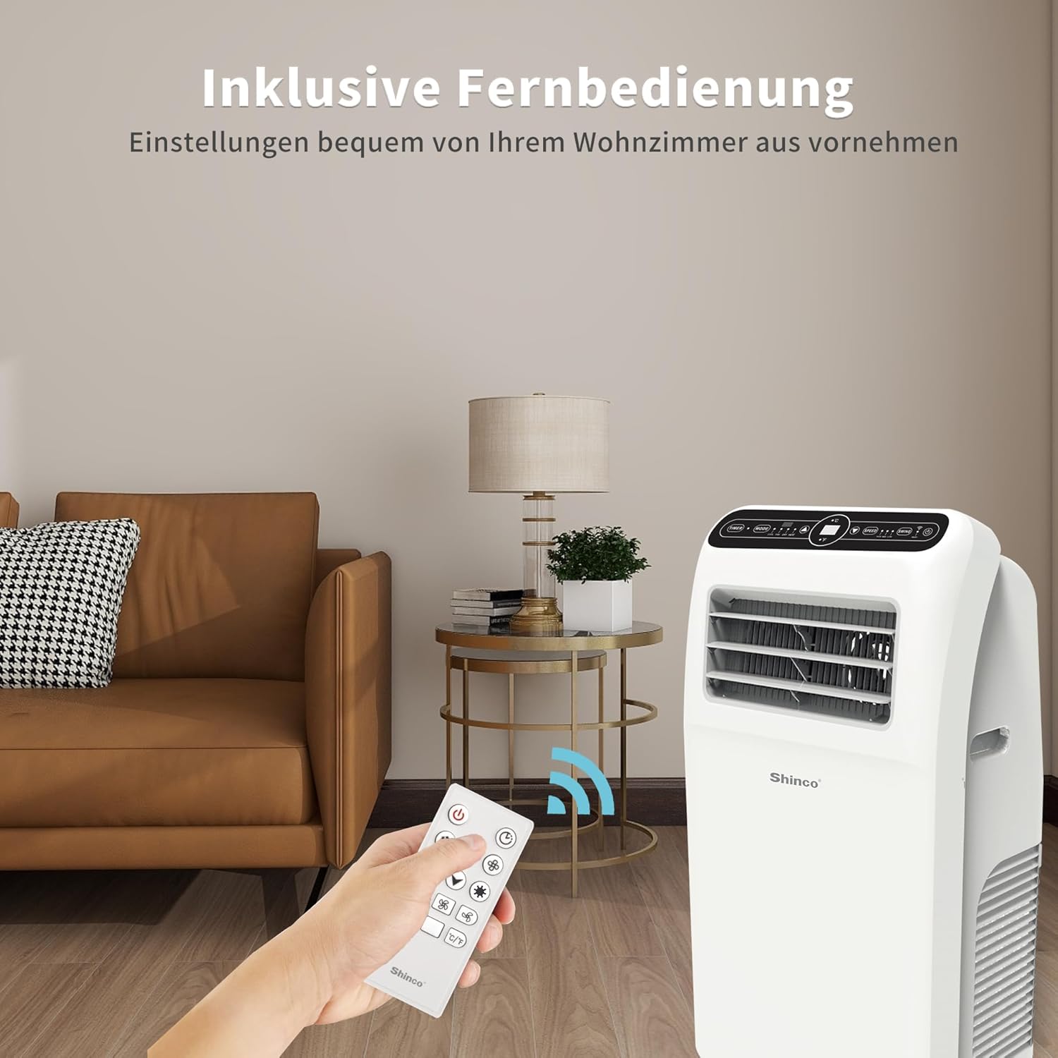 SHINCO Mobile Klimaanlage mit Abluftschlauch, 3-in-1Klimaanlage mit Luftentfeuchter&Ventilator, 7000BTU, 2,05 kW, Mobiles Klimagert mit Schlafmodus, Timer und Montagematerial, Rume bis 54m