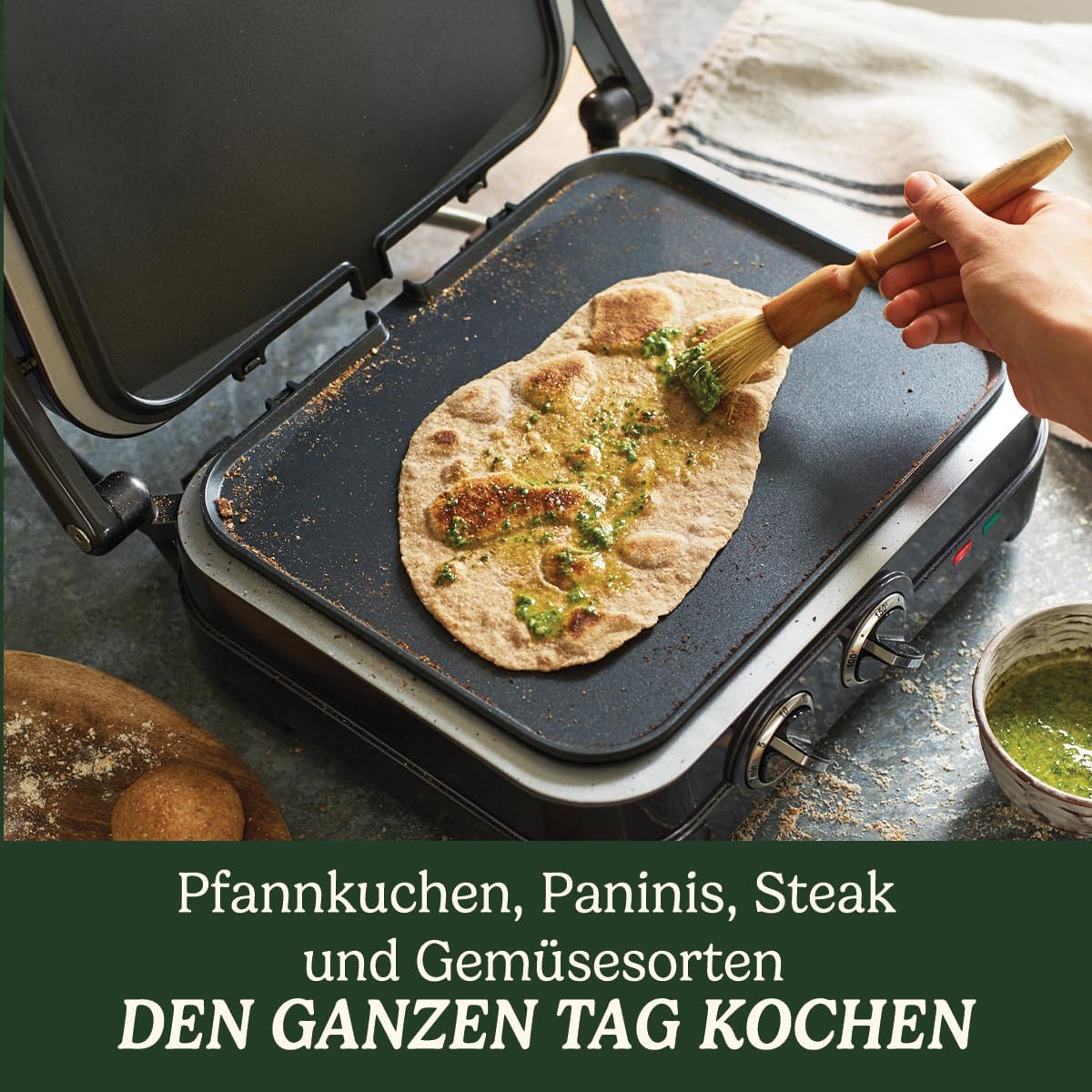 Cuisinart Hot Plate Entertaining Grill & Griddle | XL Elektrischer Plancha Grill, Teppanyaki Grillplatte für zu Hause | Antihaftbeschichtete abnehmbare Platte, 2-Zonen-Temperaturregelung bis zu 260°C