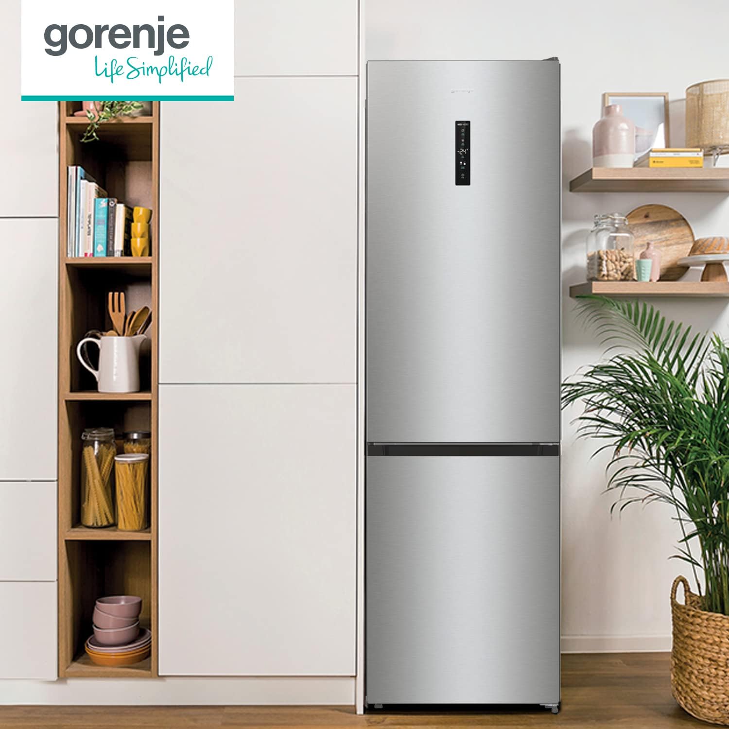 Gorenje N 619EAW4 Kühl-Gefrier-Kombination / LED Display / 186 cm / 300 l / NoFrostPLus / Gemüsefach mit Feuchteregler / FastFreeze / weiß