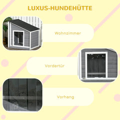 PawHut Hundehütte Outdoor aufklappbares Dach wetterfest Tannenholz