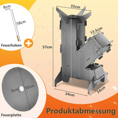 Sonnewelt Raketenofen Fire Gusseisen Stove Grillplatte