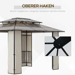 Outsunny Gartenpavillon Polycarbonat-Dach UV-Schutz Outdoor