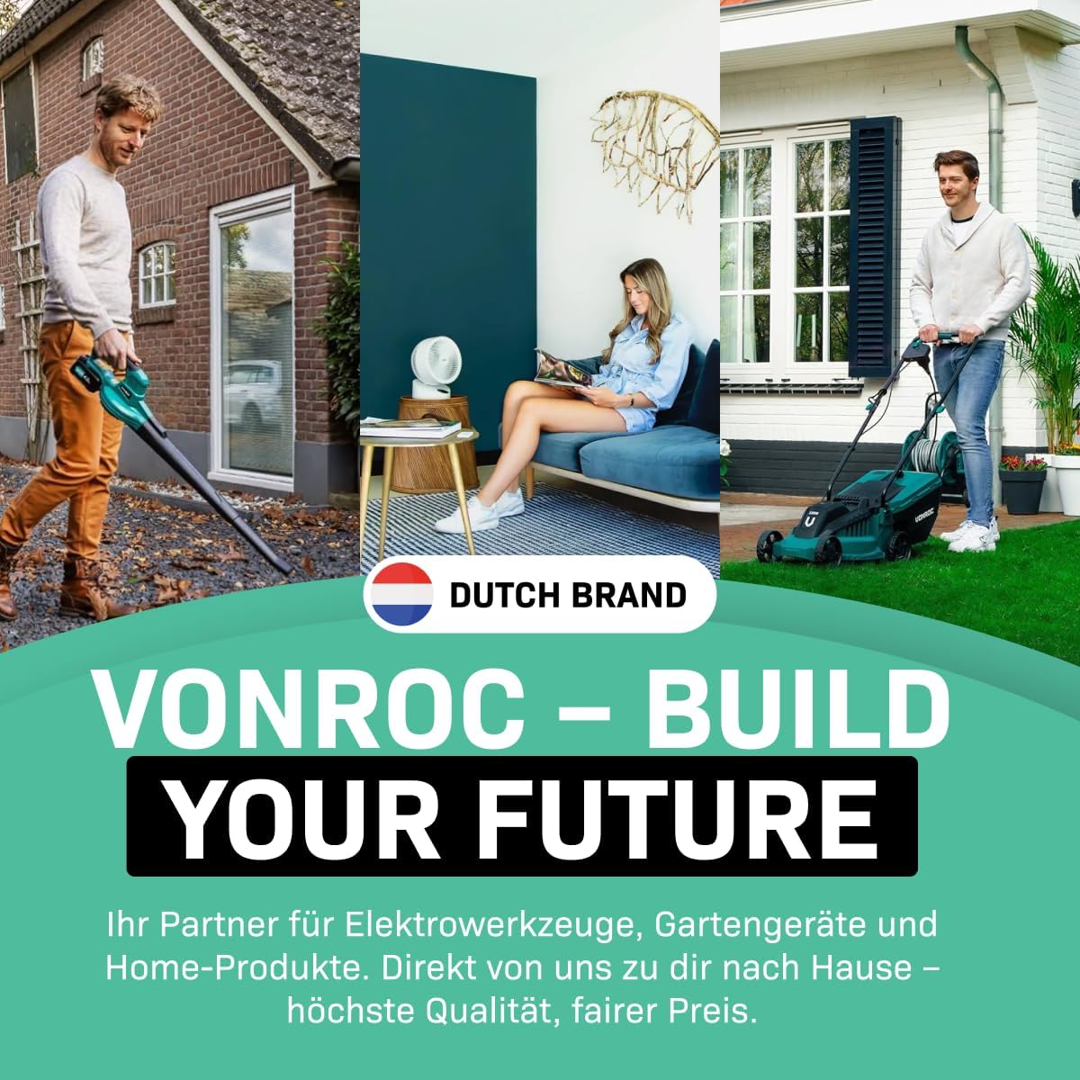 VONROC Profi Hochdruckreiniger 195bar - Fassadenreiniger für schwere Reinigungsarbeiten [2500W] - Hoher Durchfluss [468 l/h] Reinigungstank, Aluminium Pumpe - inkl. Terassenreiniger