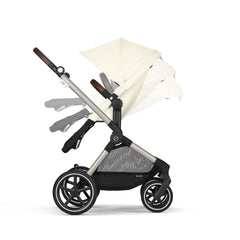 CYBEX Gold Kinderwagen EOS Lux 2-in-1 mit Babyschale Aton B2 i-Size und Babyschalen-Adapter, Reisesystem, Ab Geburt bis 22 kg (ca. 4 Jahre), Moon Black (Schwarz)