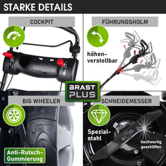 BRAST® Benzin Rasenmäher Trike mit Antrieb | 5,2kW(7PS) | 53cm Schnittbreite | viele Modelle | TÜV | 4 Takt OHV Motor | 30-80mm Schnitthöhe | 60L Fangkorb | Stahlgehäuse | Speed