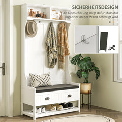 HOMCOM Garderobenständer Schuhbank All-in-1 Design Weiß