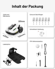 MAMMOTION YUKA Mini 700 Mähroboter ohne Begrenzungskabel, NetRTK+Vision, Keine RTK-Antenne erforderlich, Auto-Kartierung, Empf. 700m², Max. 1100m², mit 4G-Modul, 50% Steigung