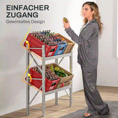 HOMCOM Getränkekistenregal höhenverstellbar schneller Aufbau Weiß