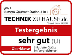 WMF Lumero 3in1 Gourmet Station für 8 Personen, Raclette Fondue Kombi, elektrisch, Temperaturregulierung, Beleuchtung, 1800 Watt, platzsparend, edelstahl matt