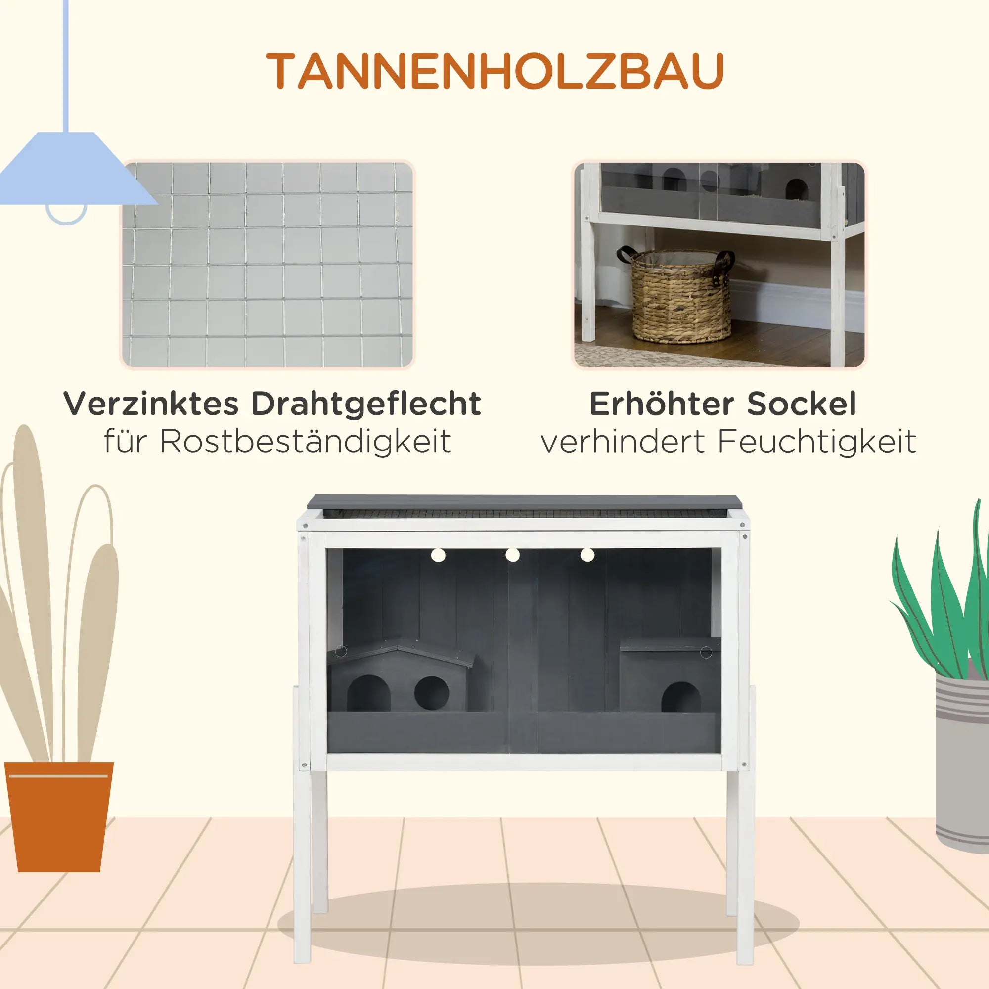 PawHut Zwerghamsterkäfig mit Regal und Acrylschiebetüren Holz