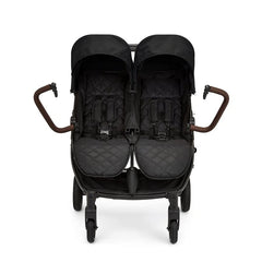 Ickle Bubba Venus Prime Doppelkinderwagen - geeignet von Geburt bis 15 kg (ca. 3 Jahre), leichter, faltbarer Zwillingskinderwagen mit Neugeborenenkokon, 2 Fußwärmern und Regenschutz (Schwarz)