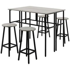 HOMCOM Bartisch-Set 6-teilig kombinierbar platzsparend Essgruppe