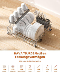 HAVA 2025 NEUE Tischgeschirrspüler mit Wasserenthärter und erhöhter Energieeffizienz, Spülmaschine mit 8 Programmen, Kindersicherung & verzögerter Start, keine Installation erforderlich