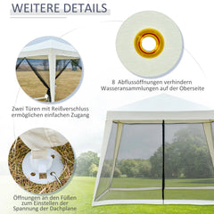 Outsunny Gartenpavillon mit Moskitonetz wasserabweisend cremeweiß