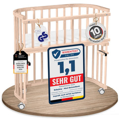 babybay Original Beistellbett aus massivem Buchenholz / kompakt & verwandelbar / Kinderbett Höhe stufenlos verstellbar & umweltfreundlich / mitwachsendes Babybett (weiß lackiert) / inkl. Matratze