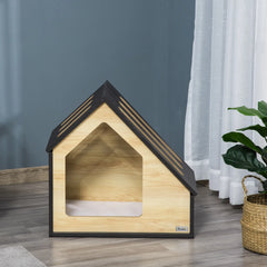 PawHut Hundehütte Holz 60x40 cm mit Kissen für kleine Hunde