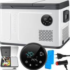 KESSER Kompressor Kühlbox 2in1 Doppelzone Kühl & Gefrierfach elektrische Gefrierbox mit 2x Kühlakkus & LED-Touch-Bedienung | Kühlschrank Kühlung bis -20 °C für Camping, Auto, Lkw 12/24V 230V