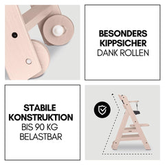 hauck Hochstuhl Beta+ Newborn Set Premium Dark Grey - Babyhochstuhl Set ab Geburt mit Neugeborenen Aufsatz Bouncer, Sitzpolster und Essbrett - Dark Grey