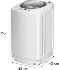 RELAX4LIFE Vollautomatische Waschmaschine 3,5 kg, Waschvollautomat mit Pump & Display, Toplader Miniwaschmaschine mit Schleuder & 6 Wasche-Modelle, 240W, für Camping & Wohnmobil, 43 x 43 x 75cm, Weiß