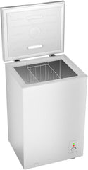 CHiQ FCF98DE Gefriertruhe 99 L, 54,5 x 47,6 x 83,5 cm, 4-Sterne-Gefrieren, Thermostatsteuerung, Drahtgestell, Schwebetür, Geräuscharm, Weiß