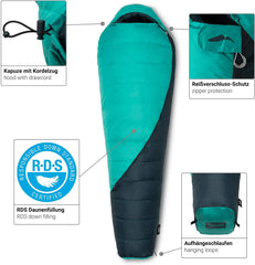 qeedo Takino Daunenschlafsack, Winterschlafsack (Gr. M & L) warm, klein & leicht