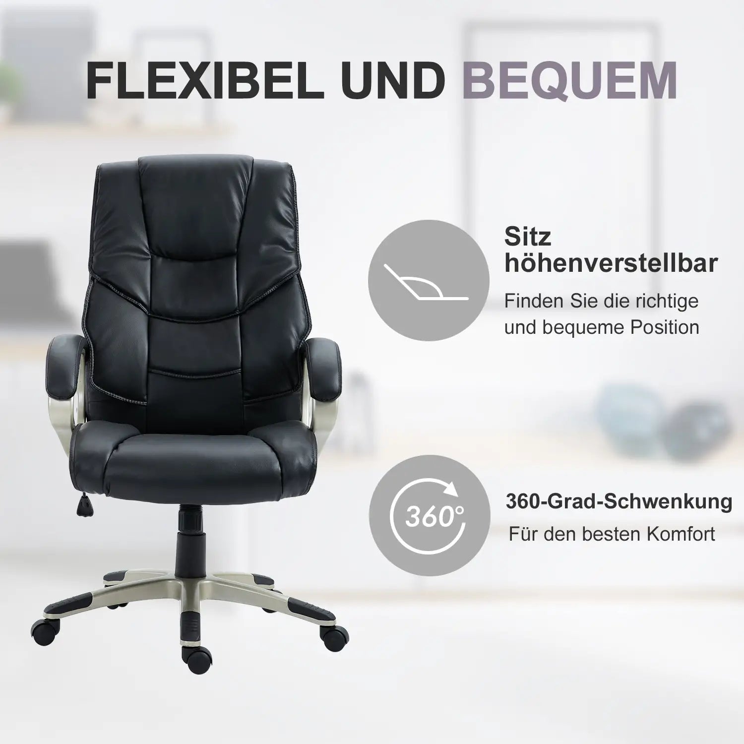 HOMCOM Bürostuhl höhenverstellbar 360° drehbar