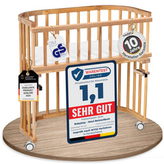 babybay Original Beistellbett aus massivem Buchenholz / kompakt & verwandelbar / Kinderbett Höhe stufenlos verstellbar & umweltfreundlich / mitwachsendes Babybett (weiß lackiert) / inkl. Matratze