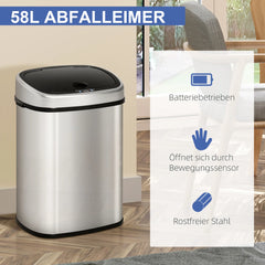 HOMCOM Automatik Mülleimer mit Sensor hygienisch Edelstahl