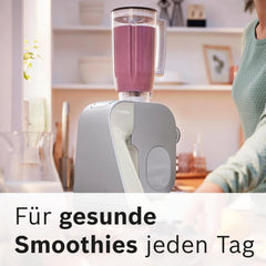Bosch Küchenmaschine Serie 4 MUM58720,Edelstahl-Schüssel 3,9 L, Mixer 1,25 L, Planetenrührwerk,Knethaken,Schlag,Rührbesen, Durchlaufschnitzler, 3 Scheiben, 1000 W, Dunkelrot/Silber