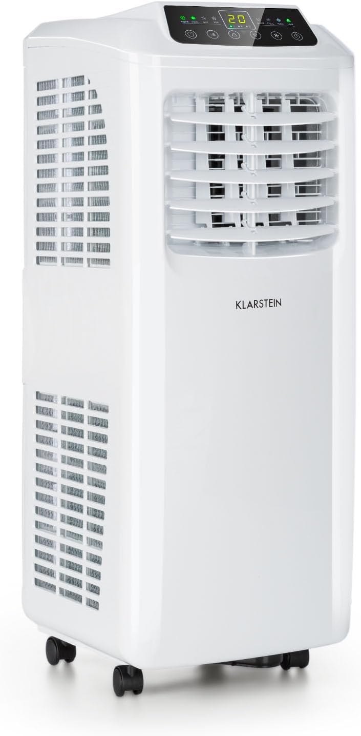 Klarstein Mobile Klimaanlage mit Abluftschlauch, 3-in-1 Klimagerät mit Ventilator & Luftentfeuchter, Kleine & Portable Klimaanlage für Wohnung & Büro, mit Nachtmodus & App-Steuerung, 7000 BTU