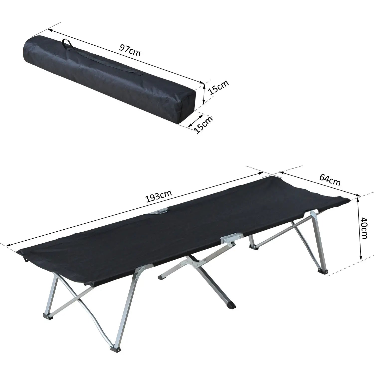 Outsunny Feldbett Campingliege klappbar mit Tragetasche Outdoor