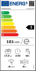 LG F4WV7080, Klasse A, Frontlader-Waschmaschine 8 kg, 1400 U/Min, AI Direct Drive, Wi-Fi, Tiefenreinigung mit Dampf, Große Kapazität, TRIPLE A, Außentür aus Sicherheitsglas, 62 x 60 x 85 cm ꟷ Weiß