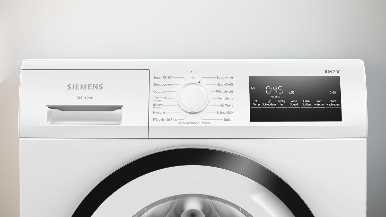 Siemens WM14N223 Waschmaschine iQ300, Frontlader mit 7kg Fassungsvermgen, 1400 UpM, speedPack L, LED-Display,Outdoor-Programm, Wei, 60cm
