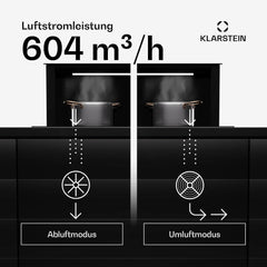 Klarstein Downdraft-Dunstabzugshaube, Versenkbare Abzugshaube, Leise Dunstabzugshauben mit Filter, Dunstabzugshaube 60cm, Umluft/Abluft Dunsthaube mit 10 Stufen, Dunstabzug 576 m³/h Luftstrom