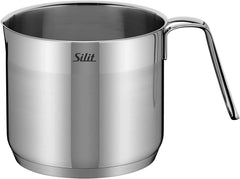 Silit Toskana Topfset induktionsgeeignet 10-teilig, Kochtopf Set mit Glasdeckel, Induktionskochtöpfe, Milchtopf, Dämpfer, Pfanne, Edelstahl teilmattiert, Induktions Töpfe Set unbeschichtet