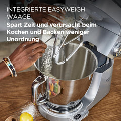 Kenwood Titanium Chef Baker KVL85.424SI Küchenmaschine mit integrierter Waage, inkl. 4-teiligem Patisserie-Set, 7 L und 5L Rührschüssel, stufenloser Geschwindigkeitsregler, 1200 W, Silber
