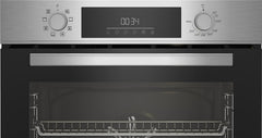 Beko BBSM12340X Einbau-Backofen-Set, zwei autarke Geräte: Induktionskochfeld mit 4 Kochzonen, Backofen mit 8 Heizarten, 72 l Garraum-Volumen, Kindersicherung, Sensortasten, Schwarz/Edelstahl