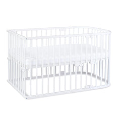 babybay Original Beistellbett aus massivem Buchenholz / kompakt & verwandelbar / Kinderbett Höhe stufenlos verstellbar & umweltfreundlich / mitwachsendes Babybett (weiß lackiert) / inkl. Matratze