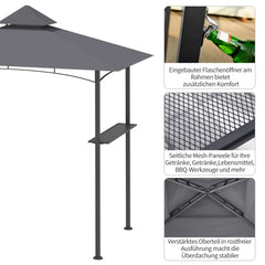 Outsunny Grillpavillon 245x148 cm mit Doppeldach Grau