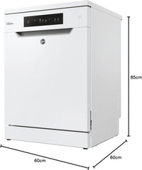 Hoover HF 4C6F0PW Geschirrspüler; 14 Maßgedecke; Freistehend, 60 cm breit; Energieeffizienzklasse C; Smarte Bedienung mit WiFi + Bluetooth-Technologie
