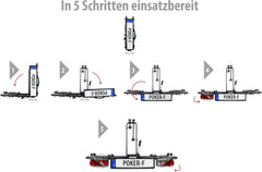 EUFAB 12010LAS Fahrradträger POKER-F, E-Bike geeignet, komplett vormontiert, Diebstahlschutz, für 2 Fahrräder, für Anhängerkupplung, Schwarz, 142 x 70 x 58 cm