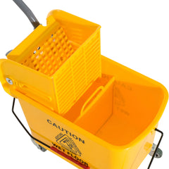 HOMCOM Putzeimer mit Auswringer 2 Fächer mit Rollen