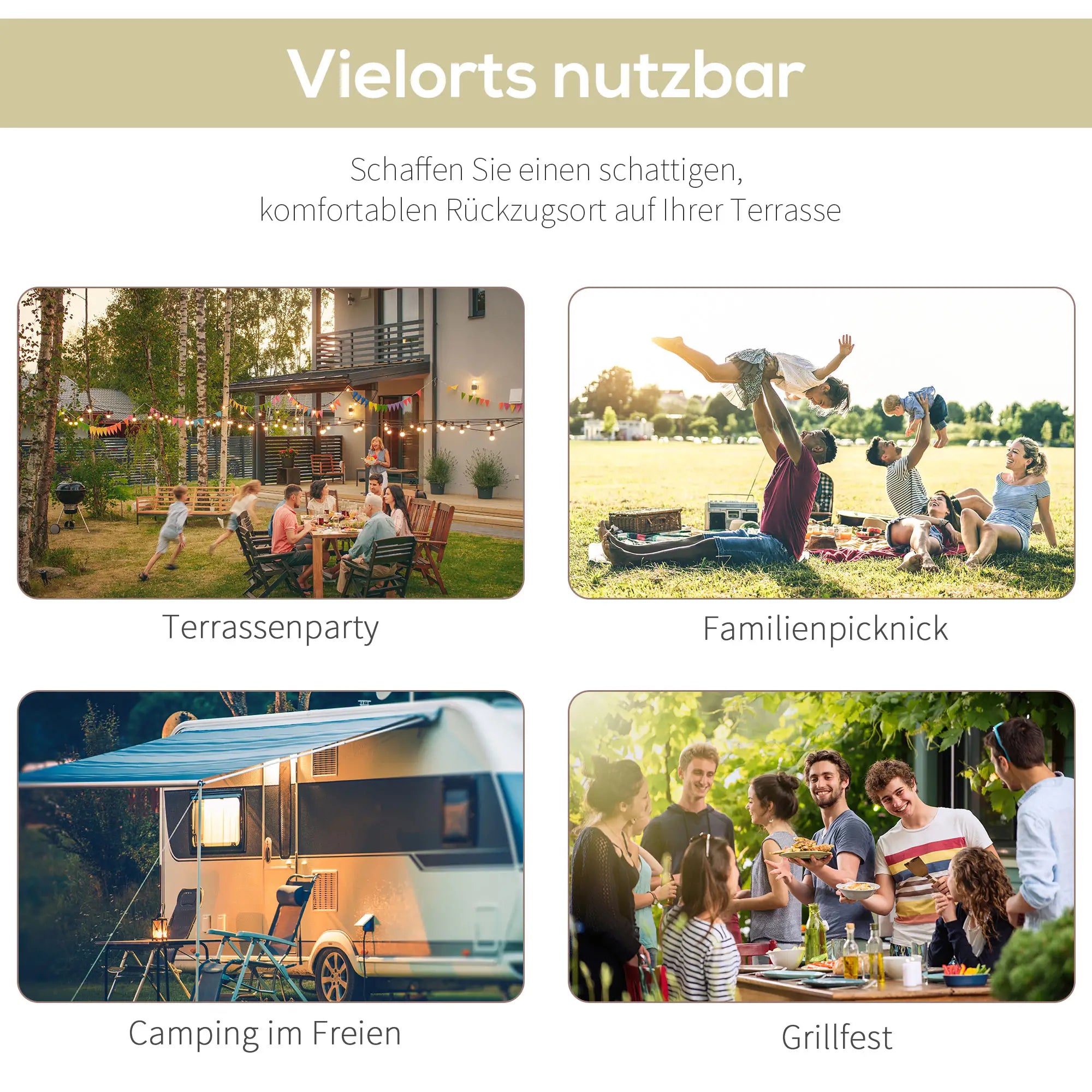 Outsunny Pergola Gartendach klappbares Seitendach Wandmontage