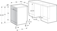 Gorenje GS 620 C10S Freistehender Geschirrspüler/ 60cm / 14 Maßgedecke / 3 Körbe / 5 Programme/Inverter PowerDrive Motor/SpeedWash/TotalDry/vollständiger Überlaufschutz/Grau Metallic