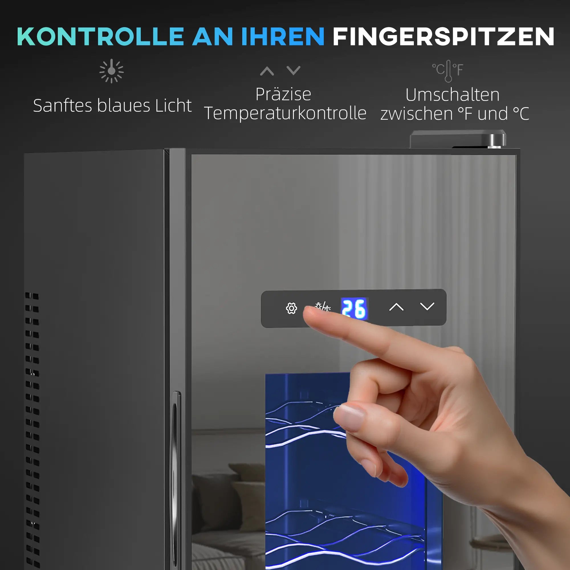 HOMCOM Weinkühlschrank 12 Flaschen 30 L Schwarz