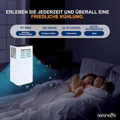SereneLife 3-in-1 Mobile Klimaanlage mit Abluftschlauch – Klimagerät als Luftkühler, Ventilator & Luftentfeuchter– Mini Klimaanlage für Räume bis zu 28 m2 – Luftkühler für Zuhause & Büro 10,000 BTU